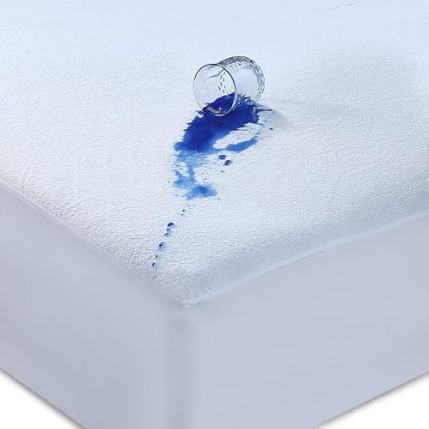 Caroline Shatuik Waterproof Mattress Protector Single,30cm Extra Deep Stretch Skirt Non-Noisy Terry Top Single Mattress Cover
