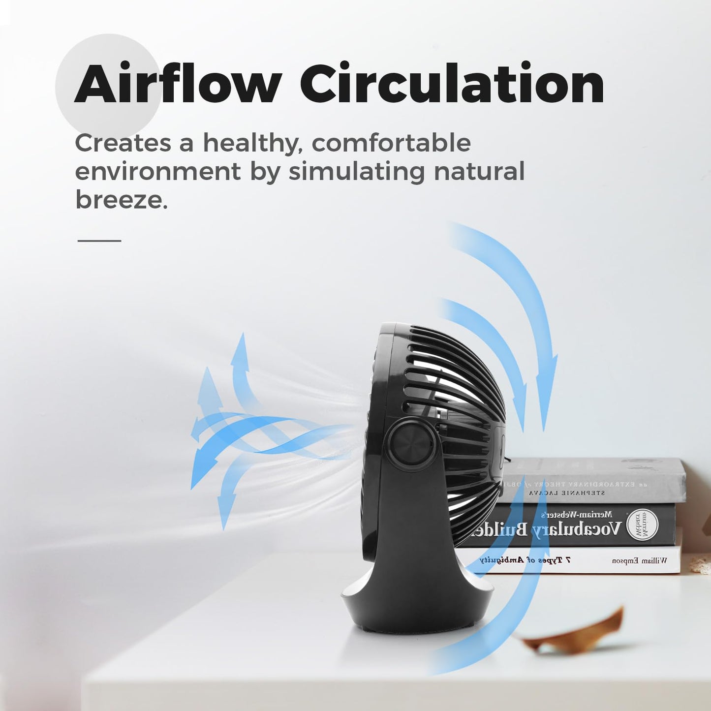 OCOOPA USB Desk Table Fan with Strong Airflow & Quiet Operation, Portable Cooling Fan Speed Adjustable 360°Rotatable Head for