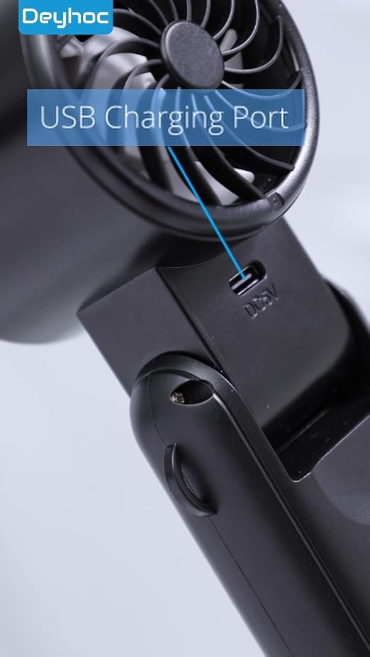 Handheld Fan Rechargeable with LED Display & Clip, 1-199 Speed | 3-in-1 Hand/Neck/Desk Fan, 24ft/s Powerful Airflow, 3600mAh 