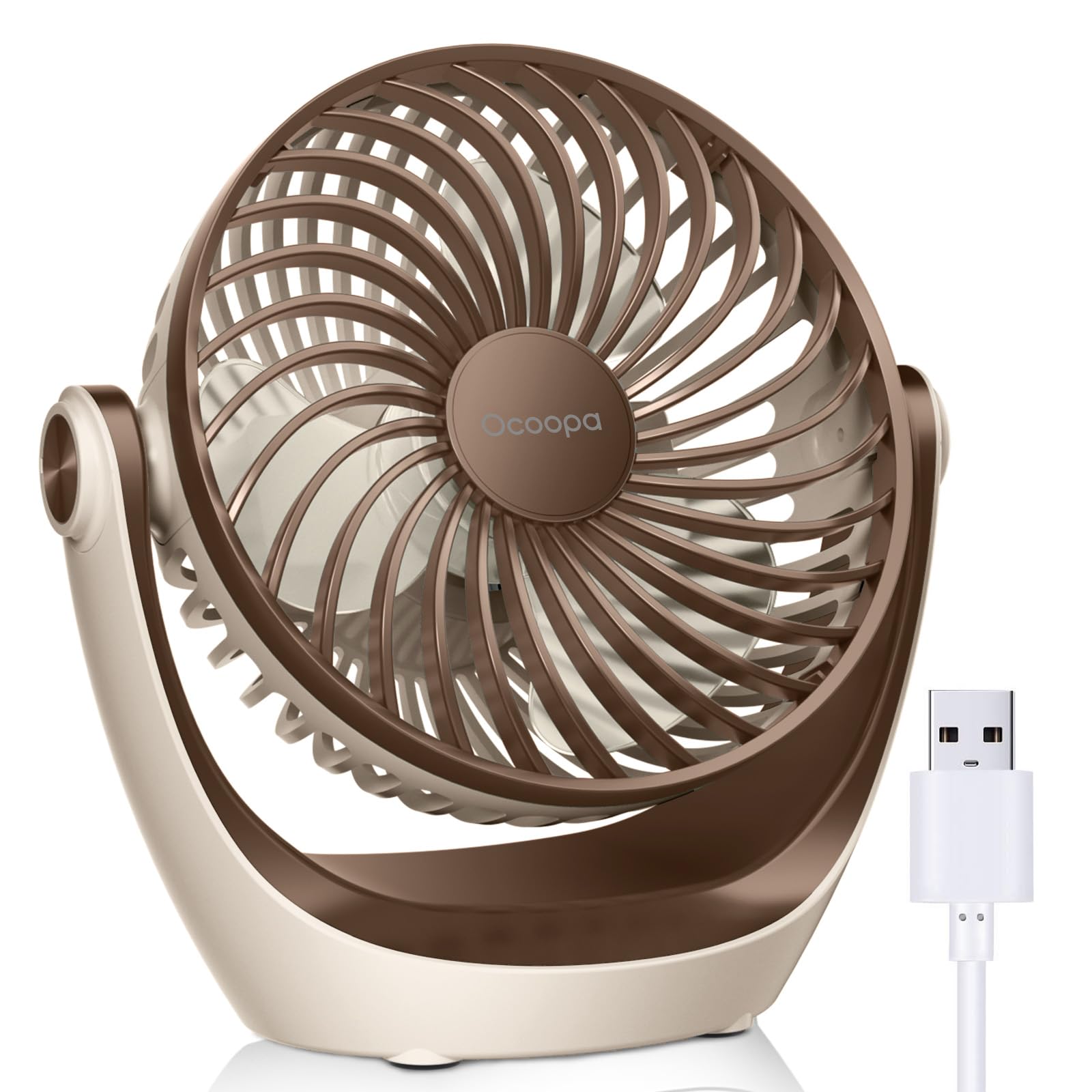 OCOOPA USB Desk Table Fan with Strong Airflow & Quiet Operation, Portable Cooling Fan Speed Adjustable 360°Rotatable Head for
