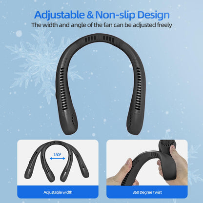 Jsdoin Portable Neck Fan, Neck Fans USB Rechargeable, 5 Speed Hanging Bladeless Fan,360 Degrees Airflow Neck Fans for Men Wom