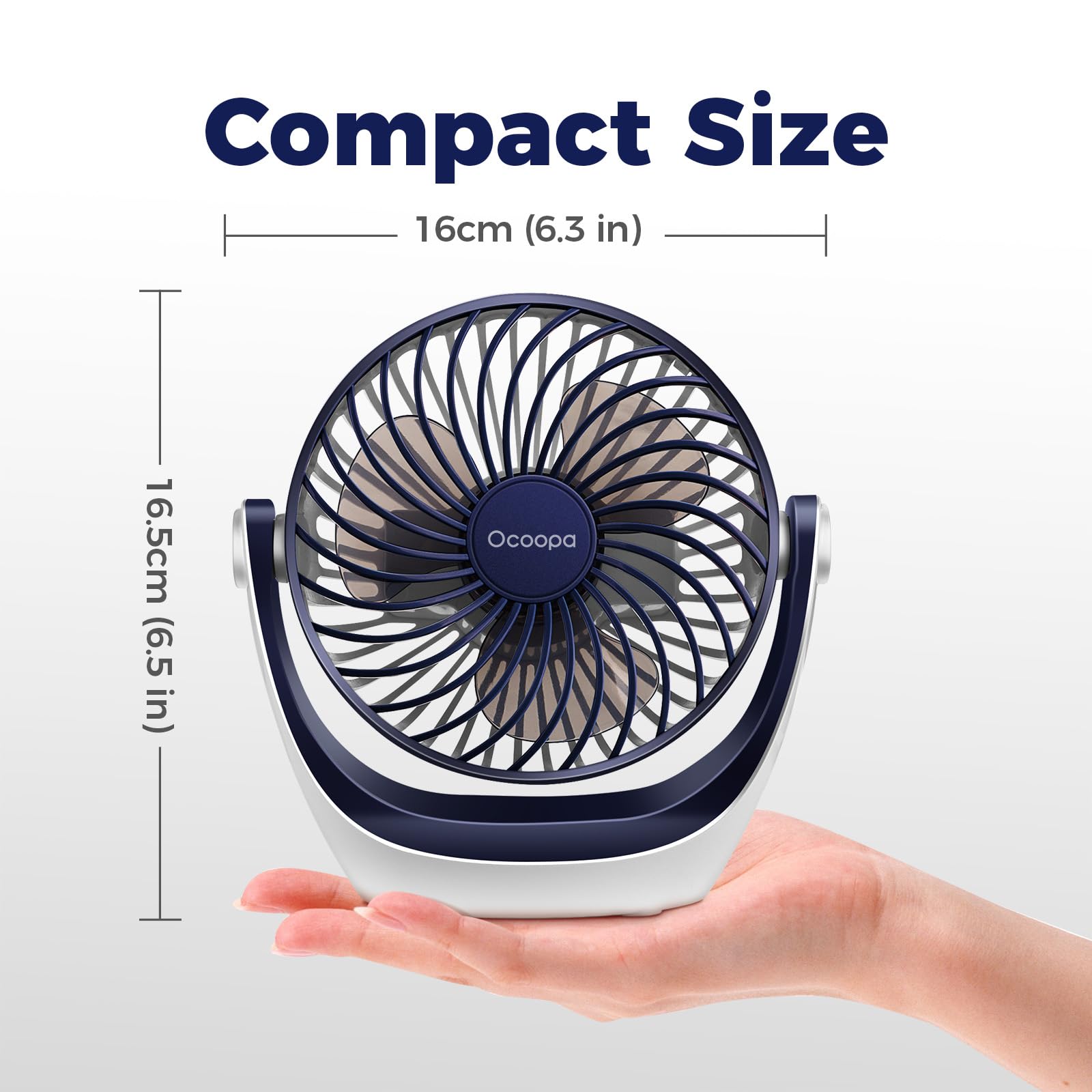 OCOOPA USB Desk Table Fan with Strong Airflow & Quiet Operation, Portable Cooling Fan Speed Adjustable 360°Rotatable Head for