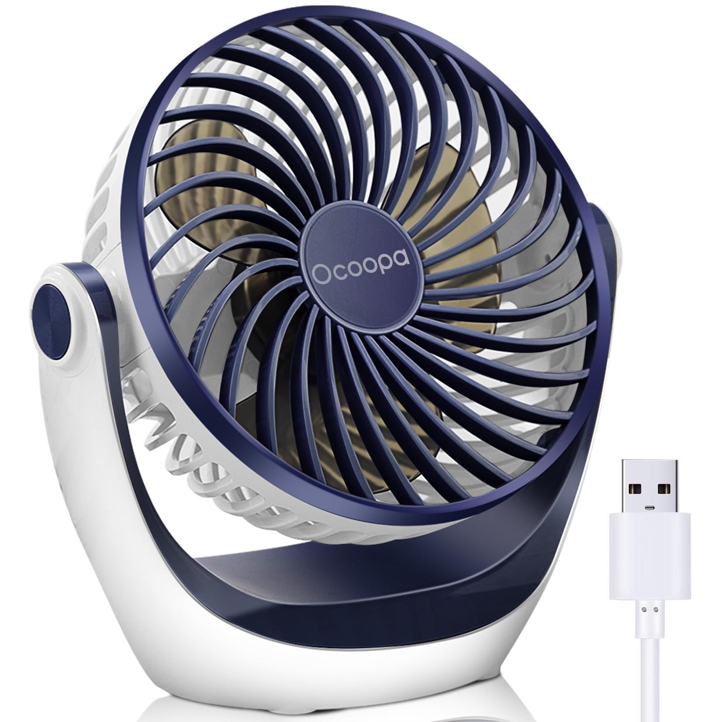 OCOOPA USB Desk Table Fan with Strong Airflow & Quiet Operation, Portable Cooling Fan Speed Adjustable 360°Rotatable Head for