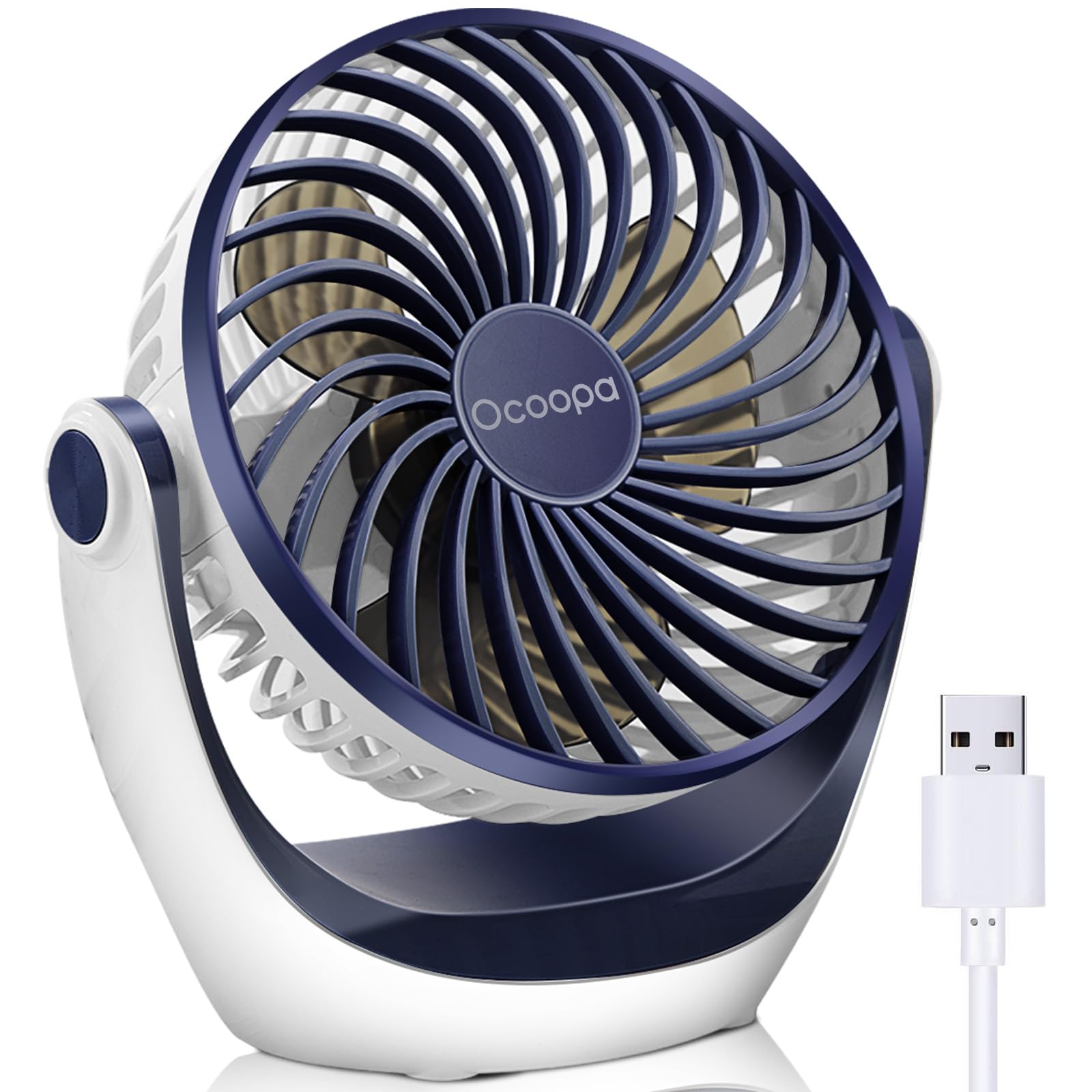 OCOOPA USB Desk Table Fan with Strong Airflow & Quiet Operation, Portable Cooling Fan Speed Adjustable 360°Rotatable Head for