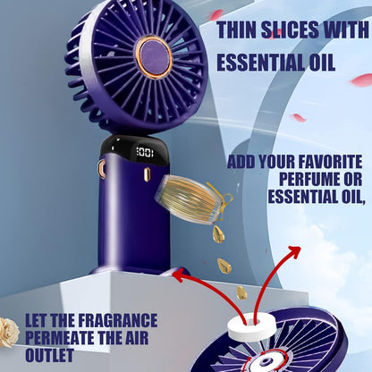 Jsdoin Hand Held Fan,Portable Handheld USB Rechargeable Fans with 5 Speeds,Battery Operated Mini Fan Foldable Desk Desktop Fa