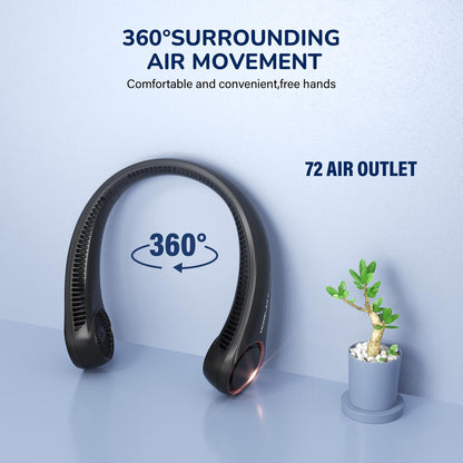 Morelax Neck Fan, Portable Neck Fan,Hands Free Bladeless Mini Fan with 360°Cooling Airflow, 3 Speeds Adjustable,Ultra Quiet W