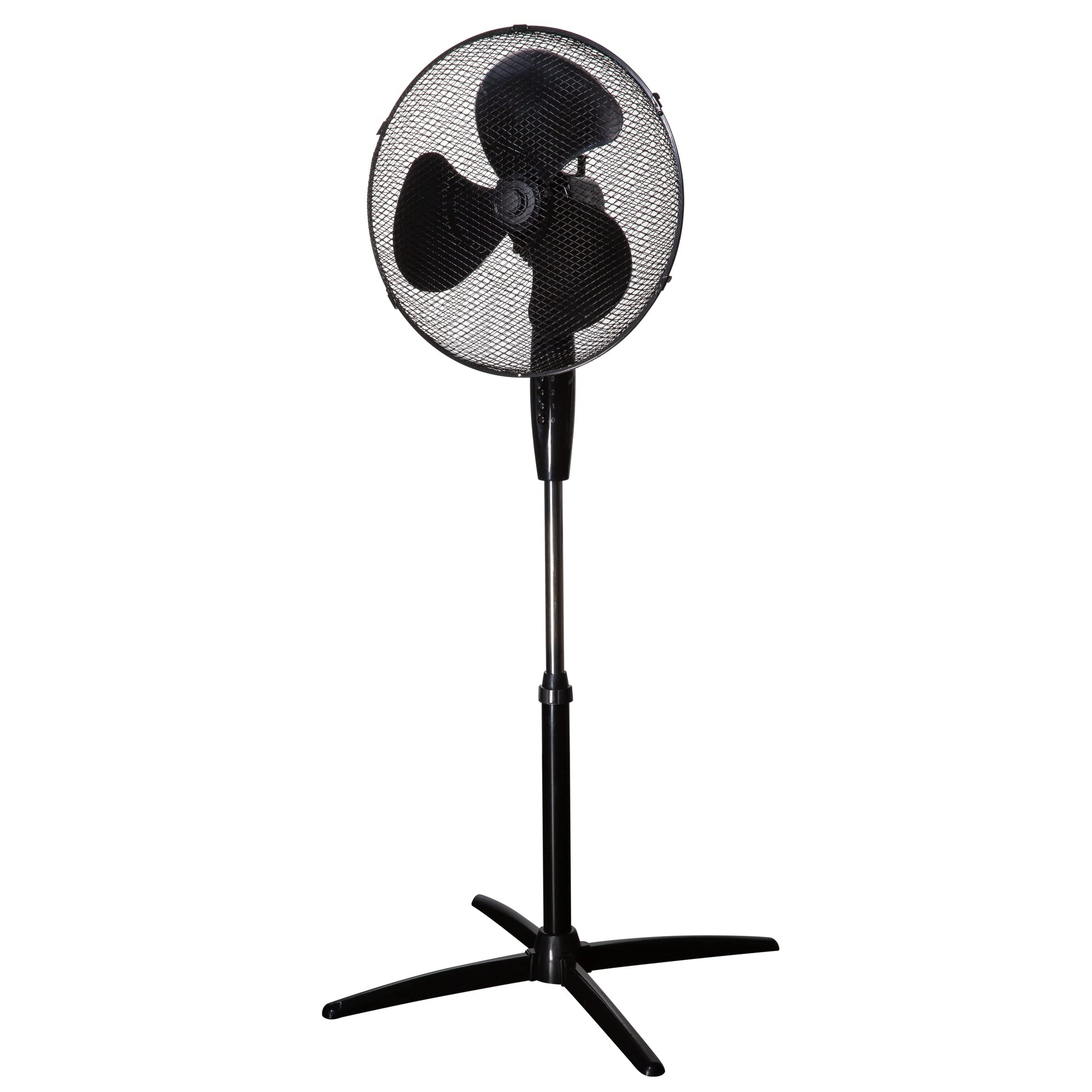 Zanussi 16" Inch, Lightweight, Pedestal Fan, 3 Speeds, Wide-Angled Oscillation, Powerful Airflow, Adjustable Height, Black - 