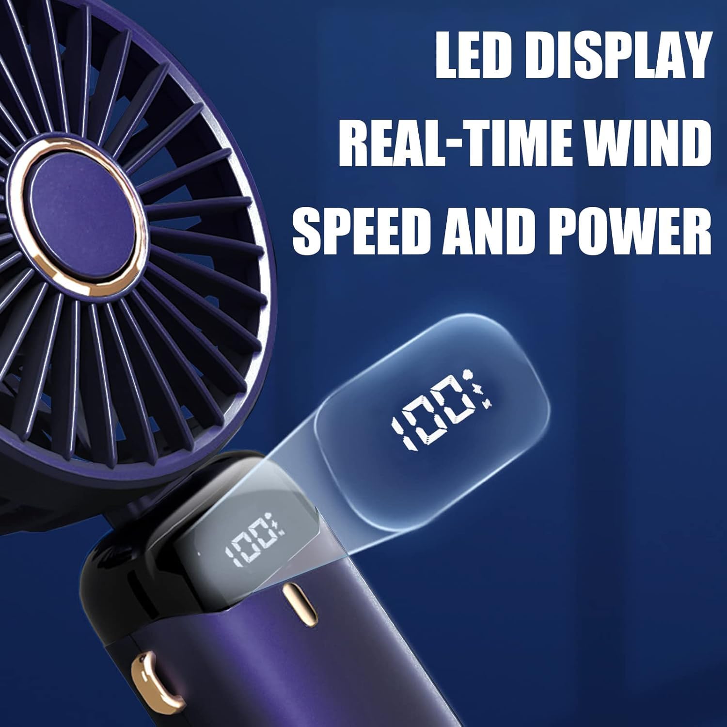 Jsdoin Hand Held Fan,Portable Handheld USB Rechargeable Fans with 5 Speeds,Battery Operated Mini Fan Foldable Desk Desktop Fa