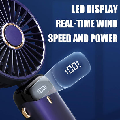 Jsdoin Hand Held Fan,Portable Handheld USB Rechargeable Fans with 5 Speeds,Battery Operated Mini Fan Foldable Desk Desktop Fa