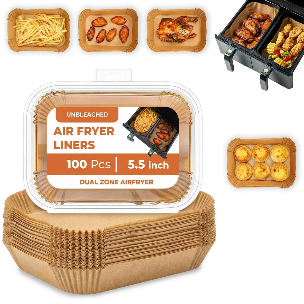 Roe Tenpo Air Fryer Liners, 100Pcs Disposable Baking Parchment Paper, Non-Stick & Greaseproof, Air Fryer Accessories for Ninj