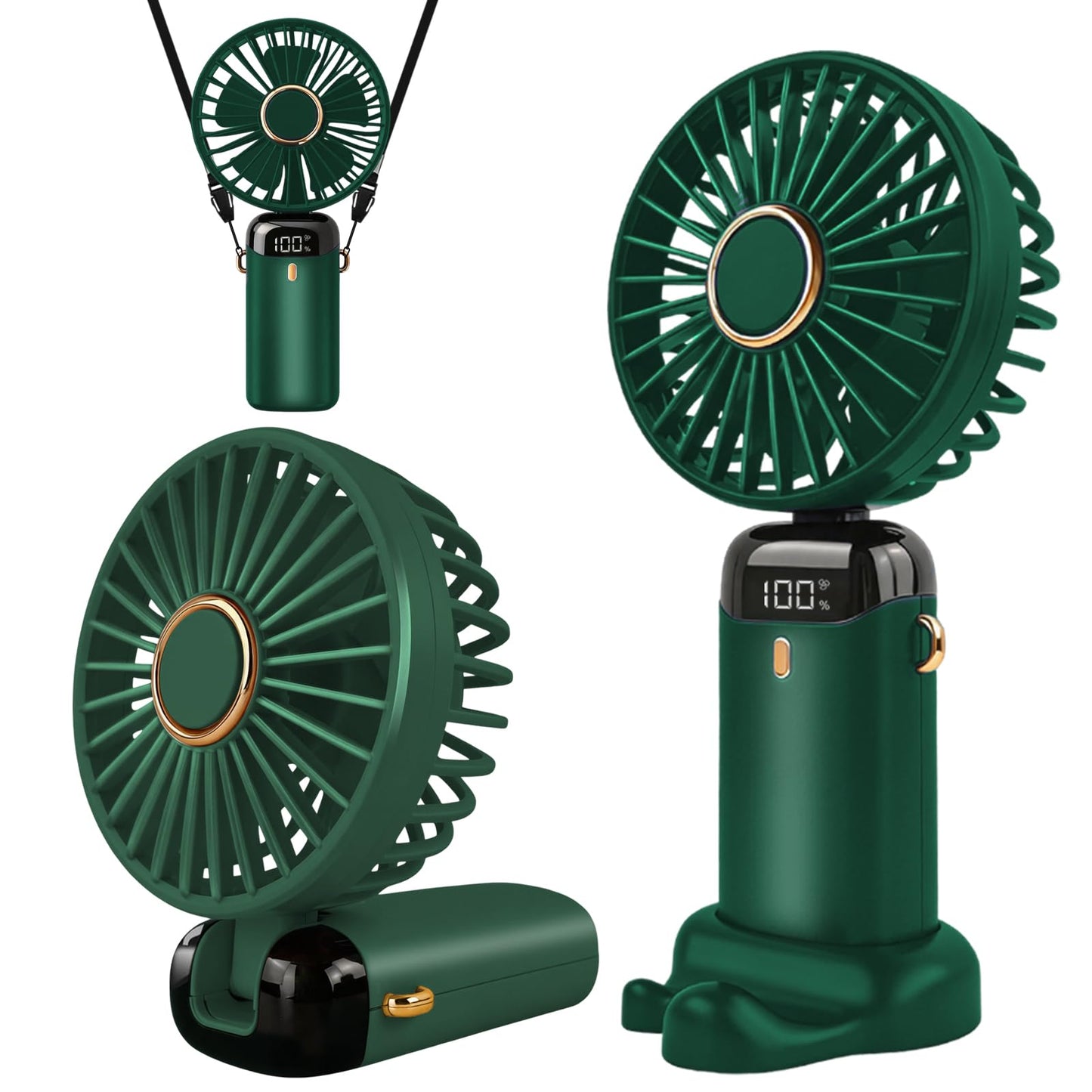 Jsdoin Hand Held Fan,Portable Handheld USB Rechargeable Fans with 5 Speeds,Battery Operated Mini Fan Foldable Desk Desktop Fa