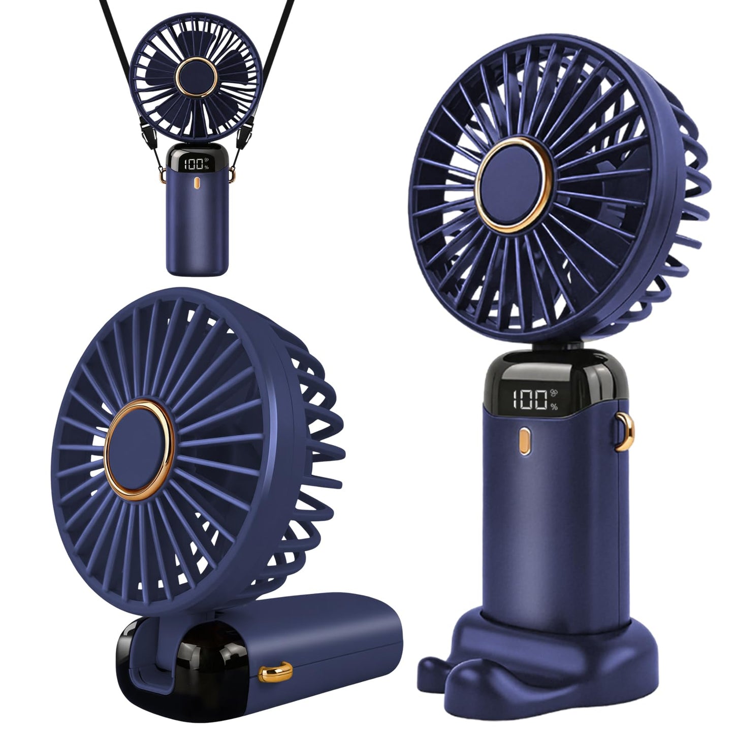 Jsdoin Hand Held Fan,Portable Handheld USB Rechargeable Fans with 5 Speeds,Battery Operated Mini Fan Foldable Desk Desktop Fa