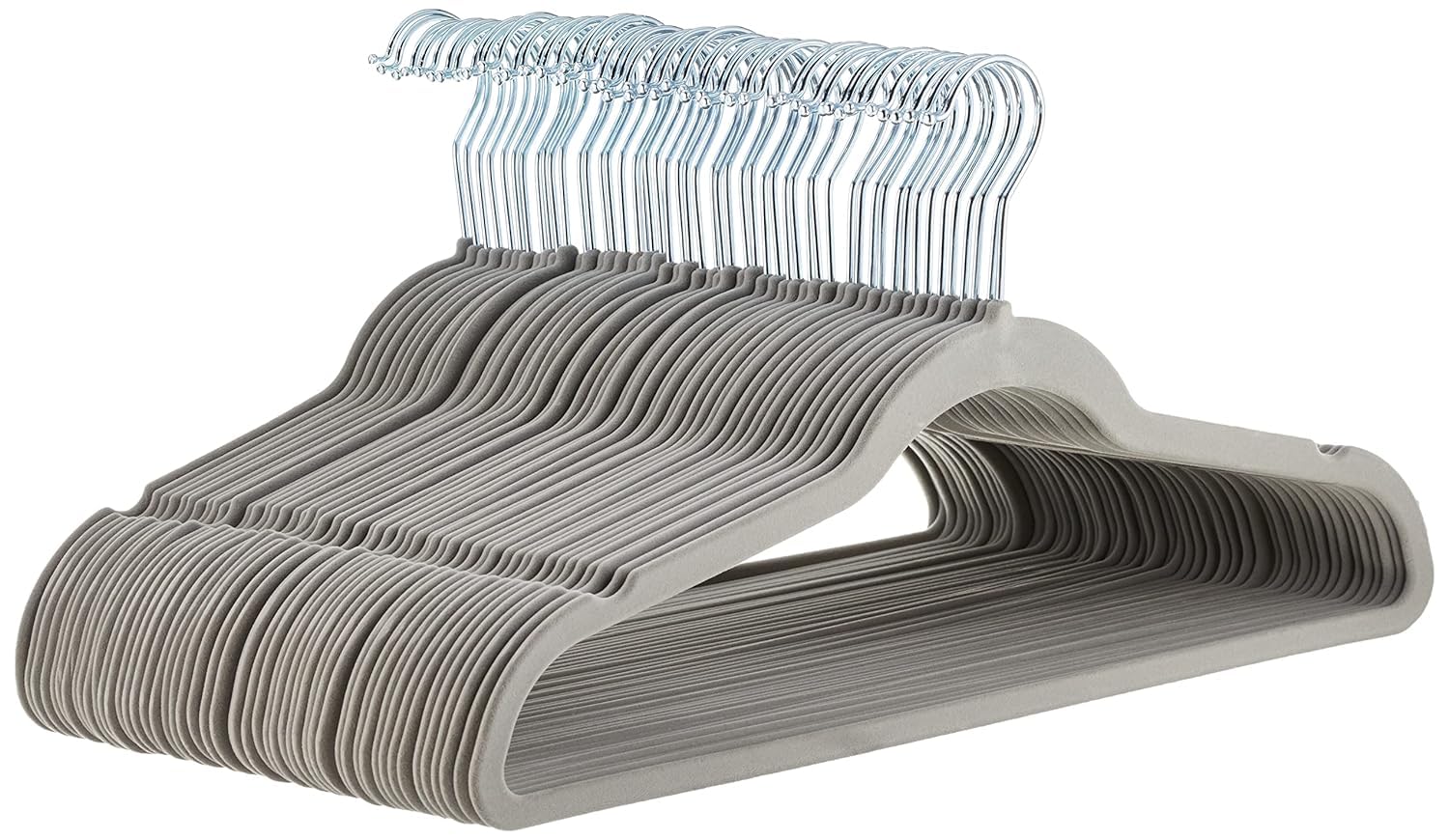 Amazon Basics Slim Velvet Non-Slip Suit Hangers - 30-Pack, Black/Silver - Size Name: Grey / Colour Name: 50 Pack / Style Name
