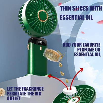 Jsdoin Hand Held Fan,Portable Handheld USB Rechargeable Fans with 5 Speeds,Battery Operated Mini Fan Foldable Desk Desktop Fa