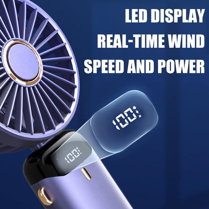 Jsdoin Hand Held Fan,Portable Handheld USB Rechargeable Fans with 5 Speeds,Battery Operated Mini Fan Foldable Desk Desktop Fa