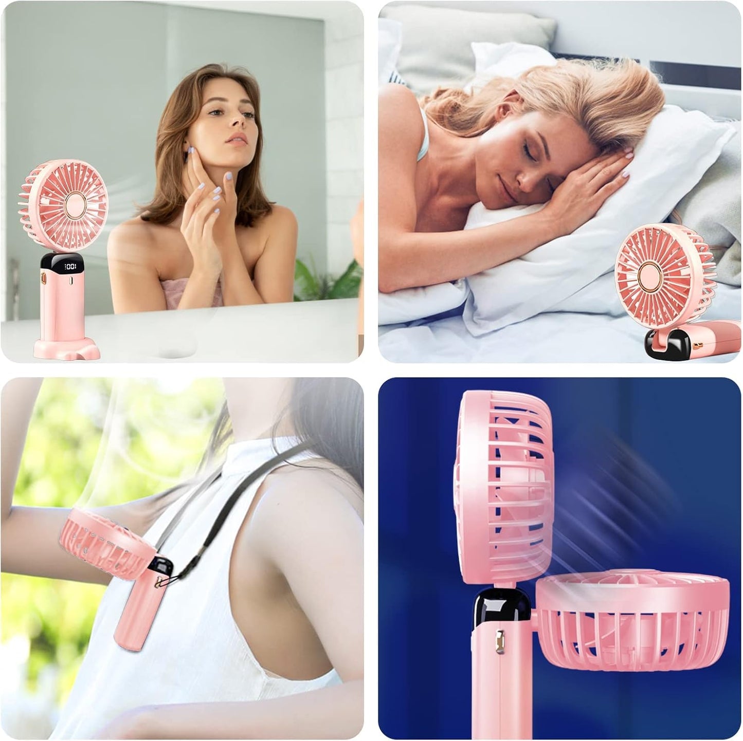 Jsdoin Hand Held Fan,Portable Handheld USB Rechargeable Fans with 5 Speeds,Battery Operated Mini Fan Foldable Desk Desktop Fa