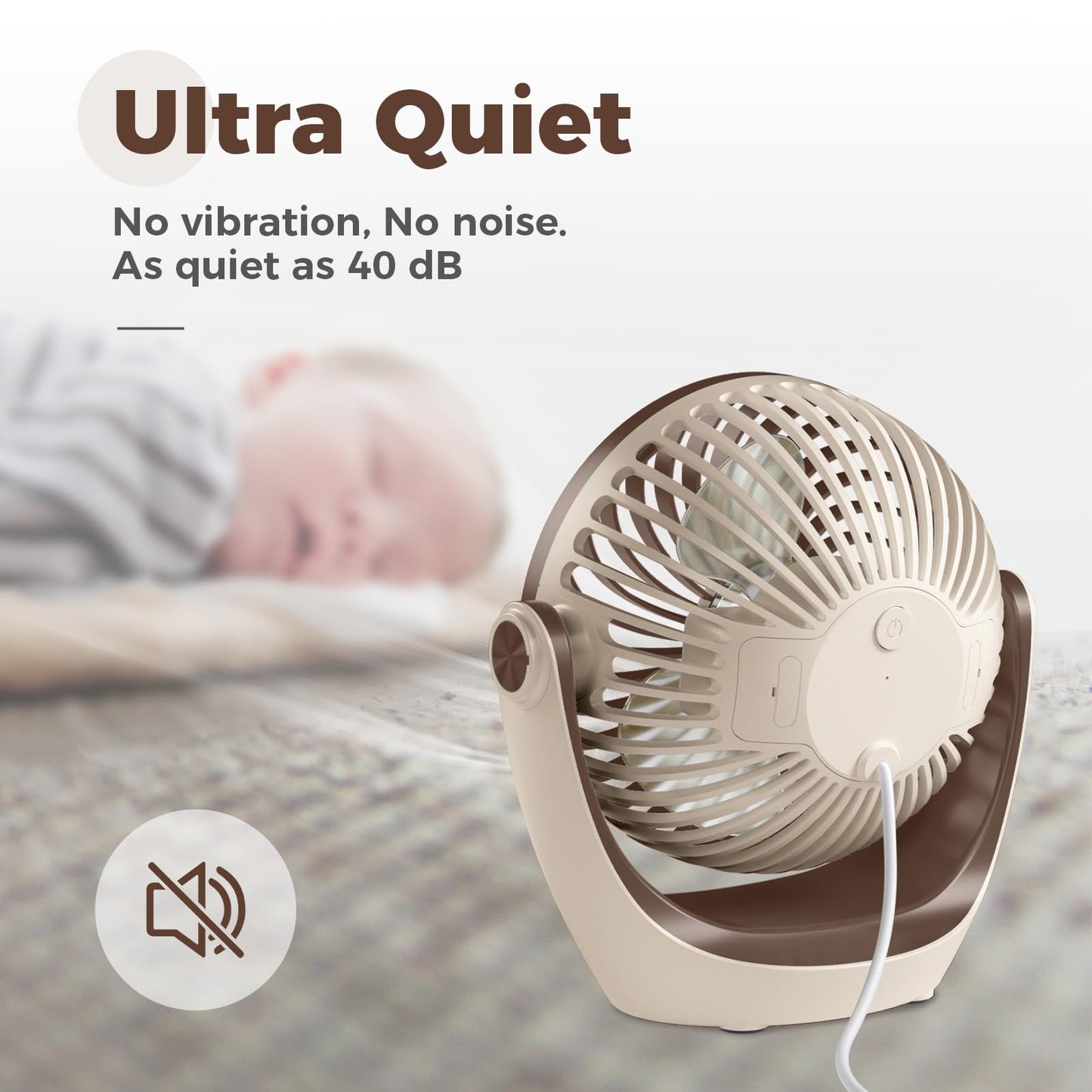 OCOOPA USB Desk Table Fan with Strong Airflow & Quiet Operation, Portable Cooling Fan Speed Adjustable 360°Rotatable Head for