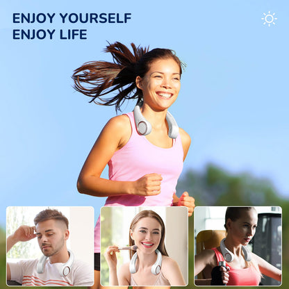 Morelax Neck Fan, Portable Neck Fan,Hands Free Bladeless Mini Fan with 360°Cooling Airflow, 3 Speeds Adjustable,Ultra Quiet W
