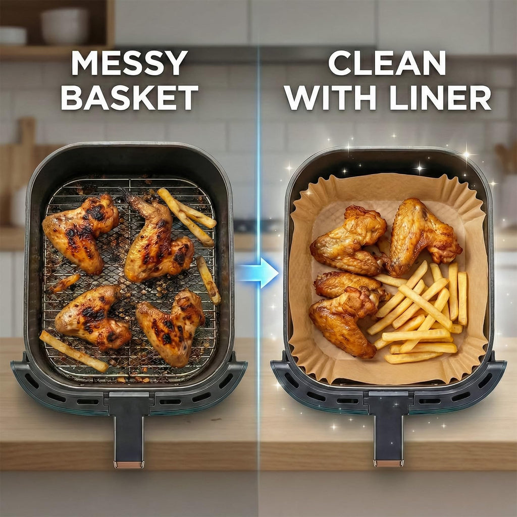 Roe Tenpo Air Fryer Liners, 100Pcs Disposable Baking Parchment Paper, Non-Stick & Greaseproof, Air Fryer Accessories for Ninj