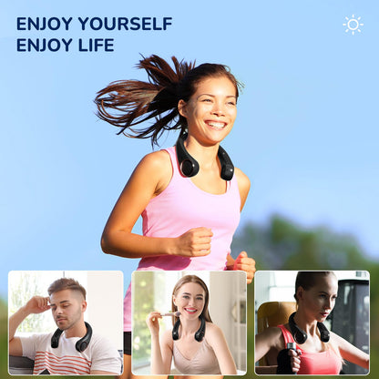 Morelax Neck Fan, Portable Neck Fan,Hands Free Bladeless Mini Fan with 360°Cooling Airflow, 3 Speeds Adjustable,Ultra Quiet W