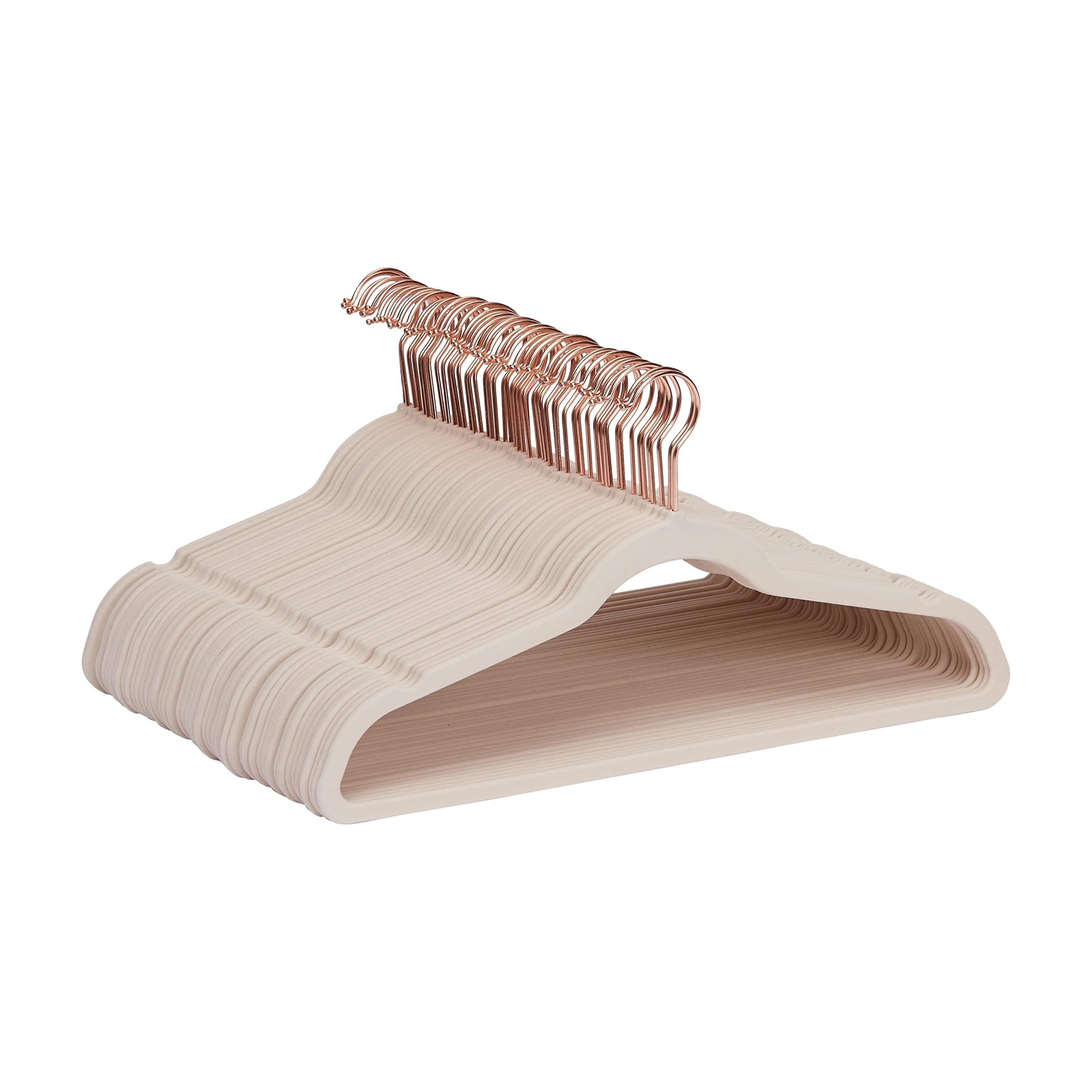 Amazon Basics Slim Velvet Non-Slip Suit Hangers - 30-Pack, Black/Silver - Size Name: Blush Pink/Rose Gold / Colour Name: 50 P