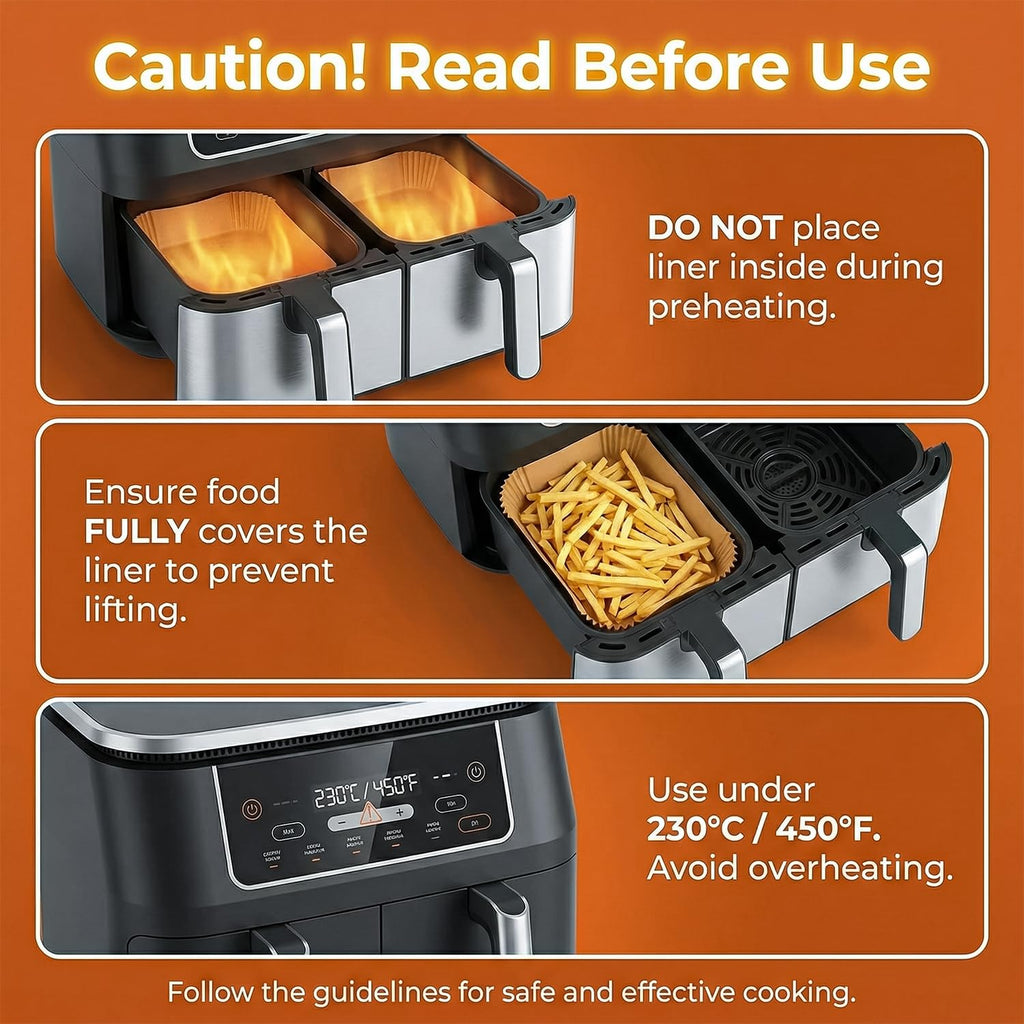 Roe Tenpo Air Fryer Liners, 100Pcs Disposable Baking Parchment Paper, Non-Stick & Greaseproof, Air Fryer Accessories for Ninj