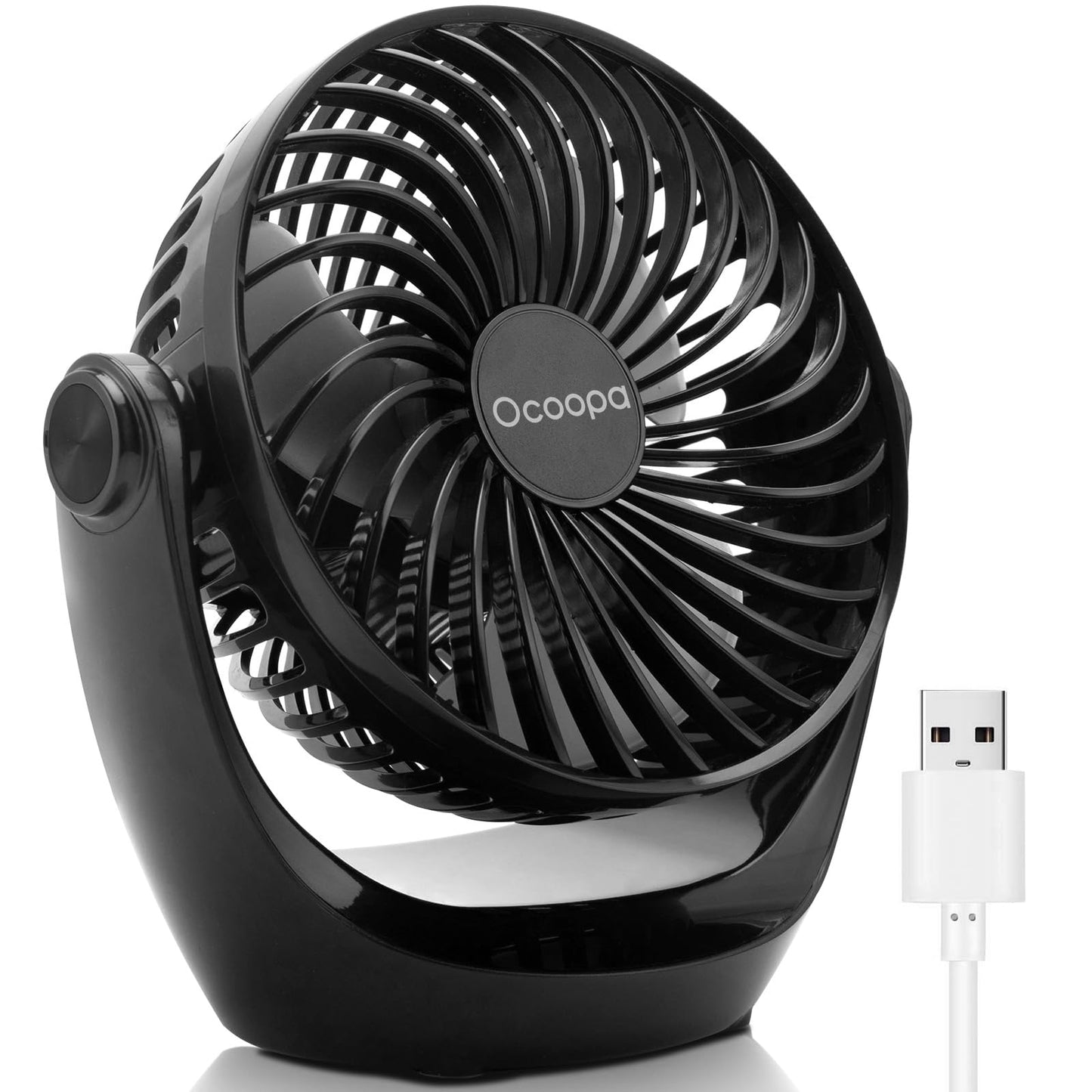 OCOOPA USB Desk Table Fan with Strong Airflow & Quiet Operation, Portable Cooling Fan Speed Adjustable 360°Rotatable Head for