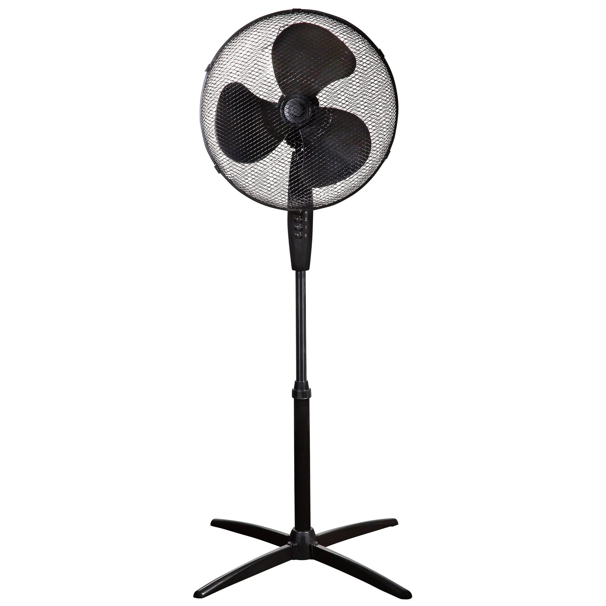 Zanussi 16" Inch, Lightweight, Pedestal Fan, 3 Speeds, Wide-Angled Oscillation, Powerful Airflow, Adjustable Height, Black - 
