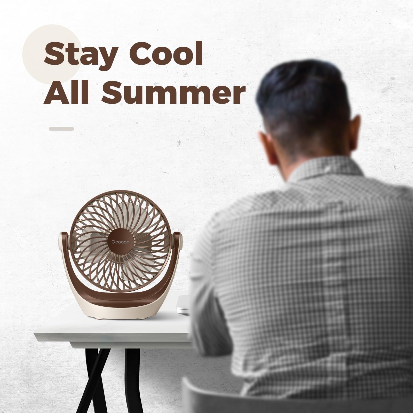 OCOOPA USB Desk Table Fan with Strong Airflow & Quiet Operation, Portable Cooling Fan Speed Adjustable 360°Rotatable Head for