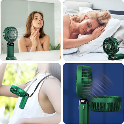 Jsdoin Hand Held Fan,Portable Handheld USB Rechargeable Fans with 5 Speeds,Battery Operated Mini Fan Foldable Desk Desktop Fa