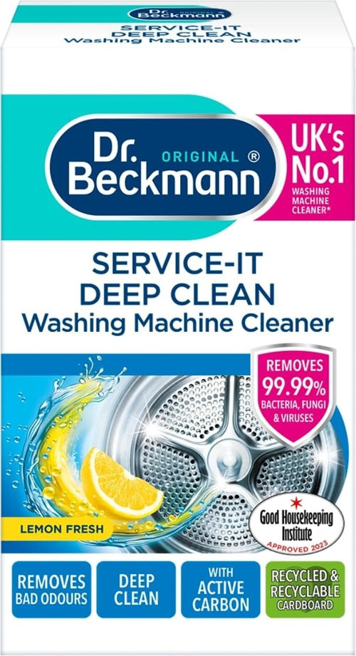 Dr. Beckmann Service-it Deep Clean Washing Machine Cleaner, 250g | Lemon Fresh scent, Removes 99.99% of bacteria, fungi & vir