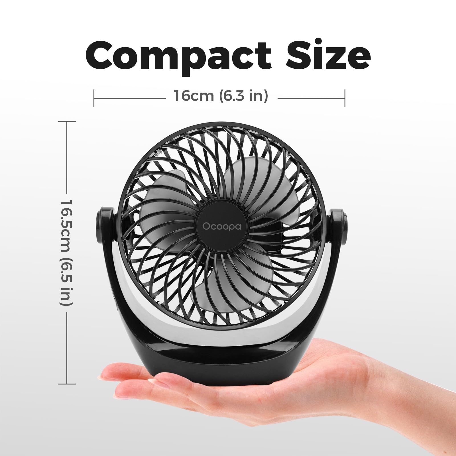 OCOOPA USB Desk Table Fan with Strong Airflow & Quiet Operation, Portable Cooling Fan Speed Adjustable 360°Rotatable Head for