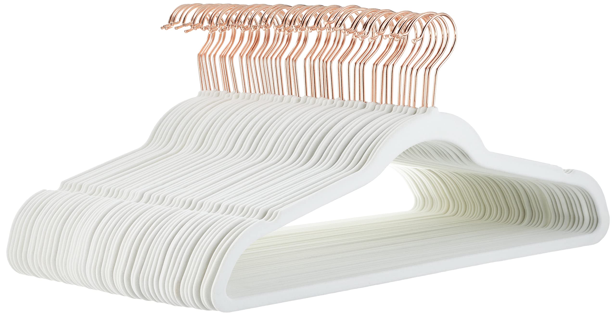 Amazon Basics Slim Velvet Non-Slip Suit Hangers - 30-Pack, Black/Silver - Size Name: Ivory/Rose Gold / Colour Name: 50 Pack /