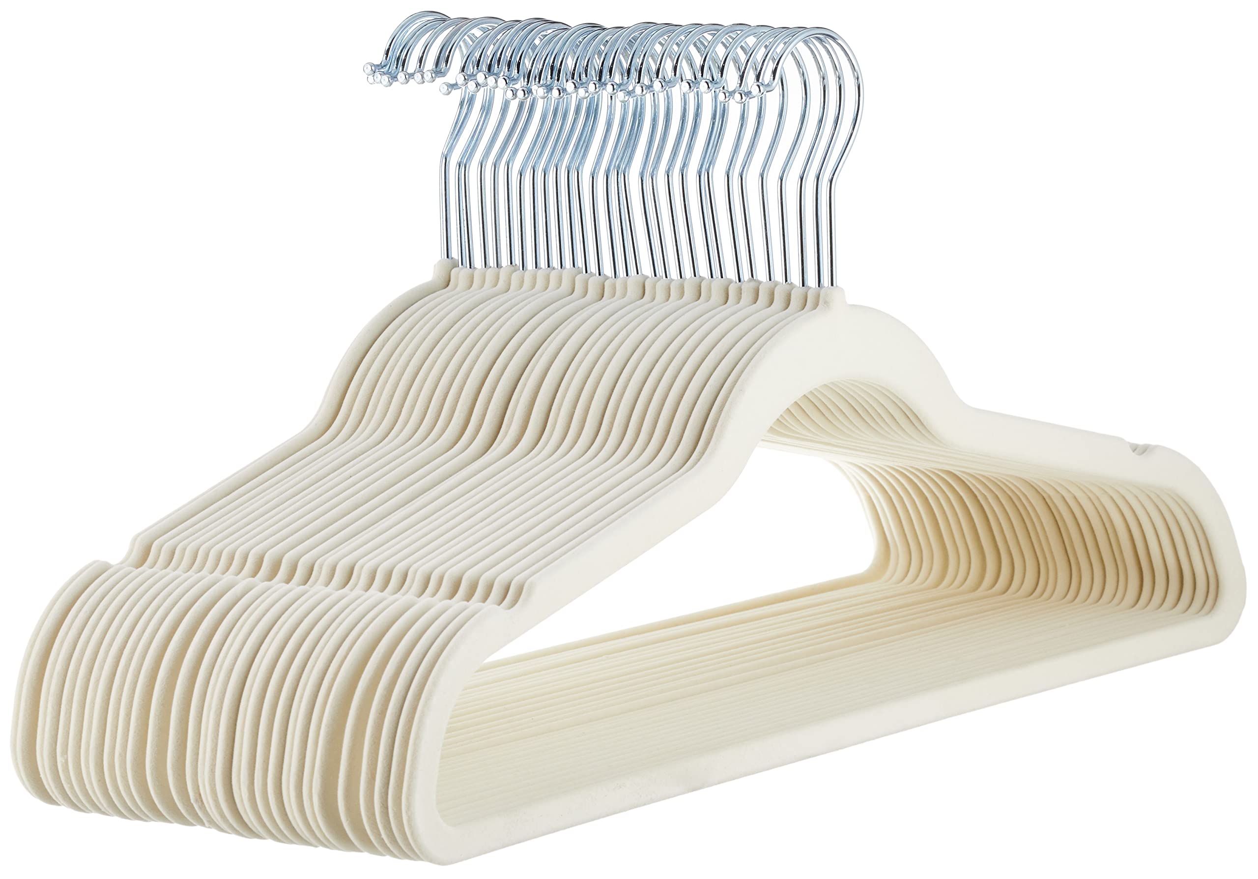 Amazon Basics Slim Velvet Non-Slip Suit Hangers - 30-Pack, Black/Silver - Size Name: Ivory / Colour Name: 30 Pack / Style Nam