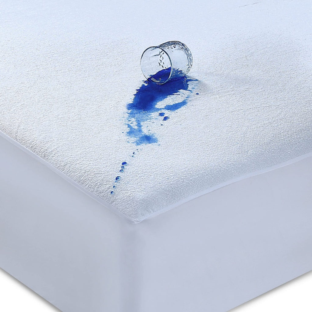 Caroline Shatuik Waterproof Mattress Protector Single,30cm Extra Deep Stretch Skirt Non-Noisy Terry Top Single Mattress Cover