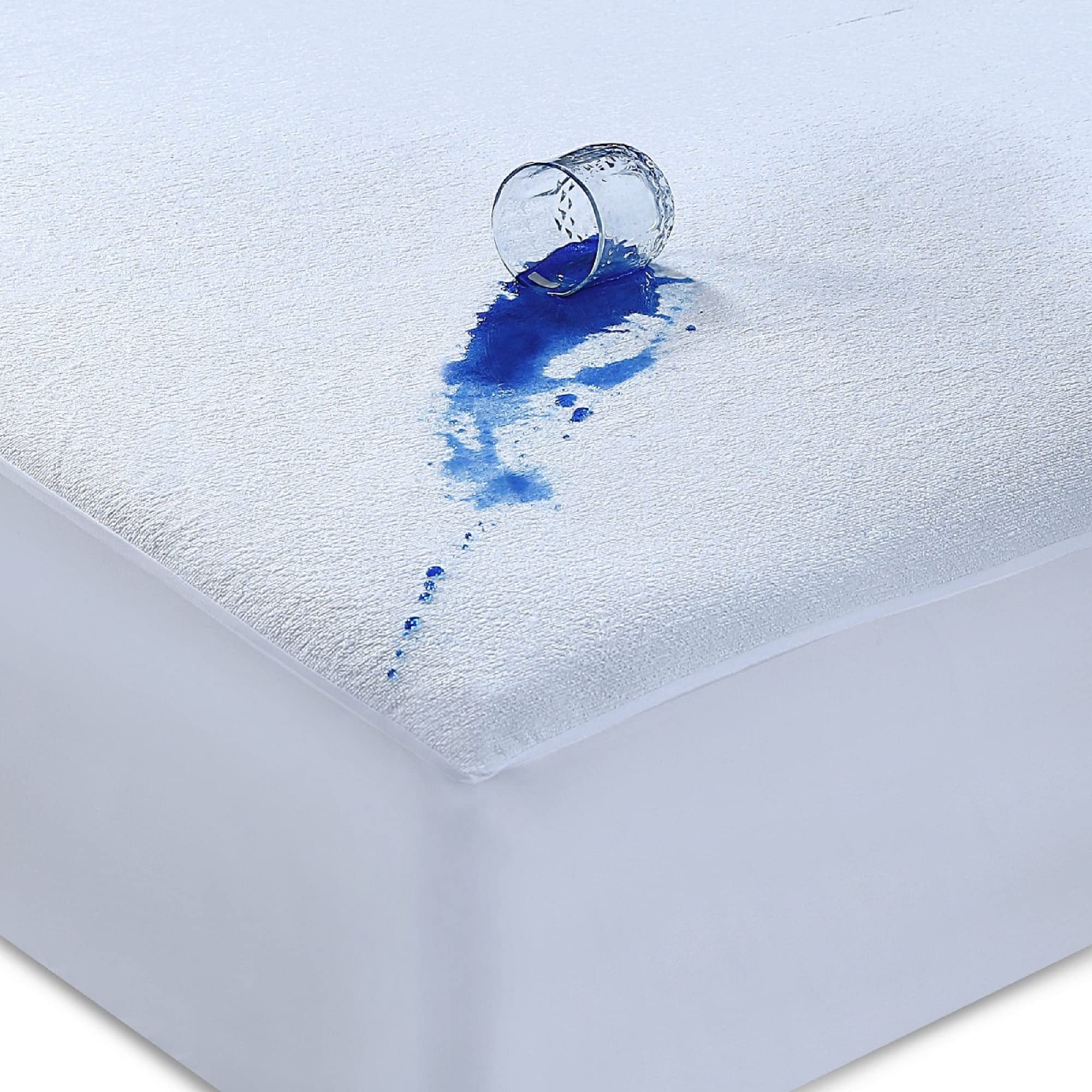 Caroline Shatuik Waterproof Mattress Protector Single,30cm Extra Deep Stretch Skirt Non-Noisy Terry Top Single Mattress Cover