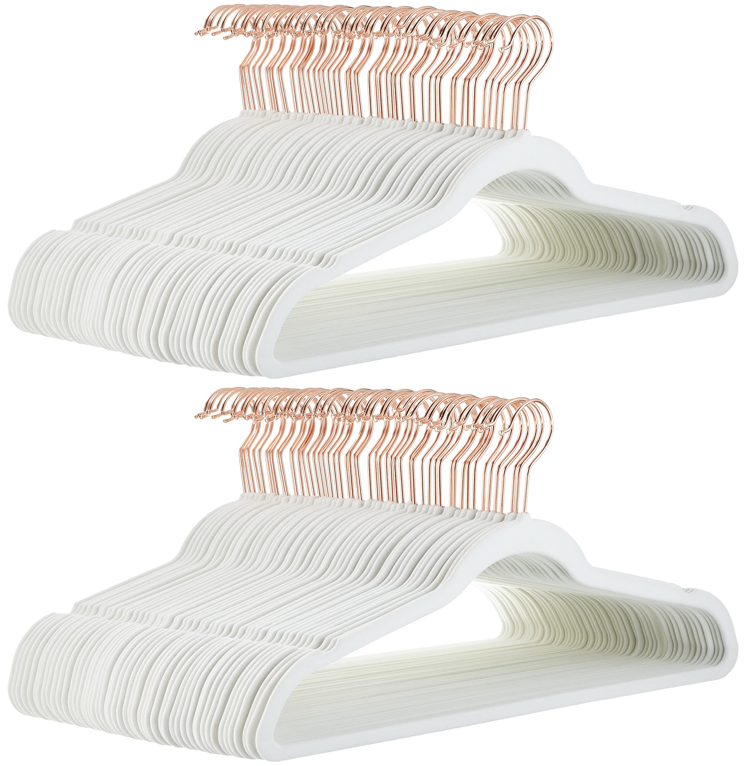 Amazon Basics Slim Velvet Non-Slip Suit Hangers - 30-Pack, Black/Silver - Size Name: Ivory/Rose Gold / Colour Name: 100 Pack 