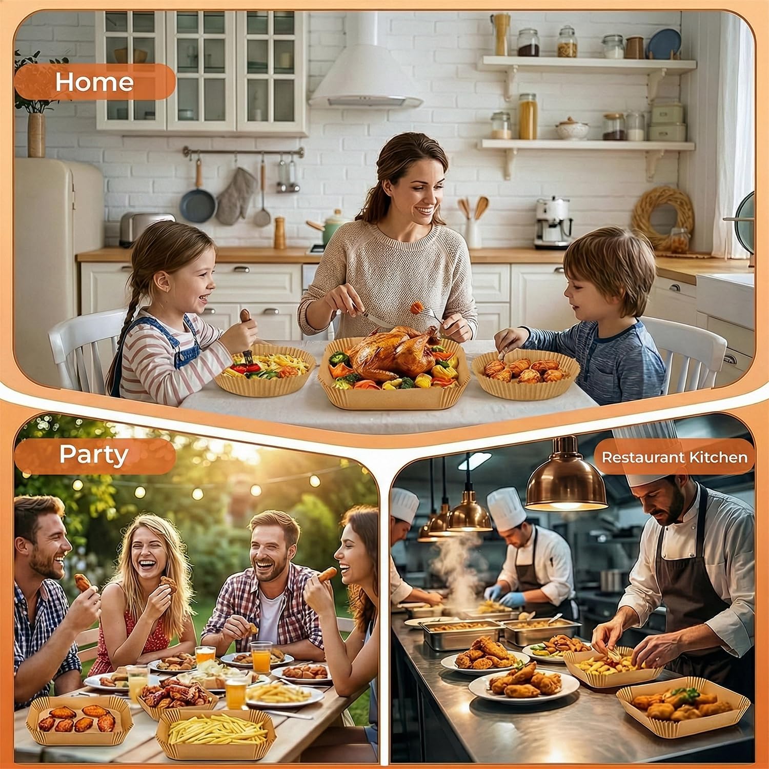 Roe Tenpo Air Fryer Liners, 100Pcs Disposable Baking Parchment Paper, Non-Stick & Greaseproof, Air Fryer Accessories for Ninj