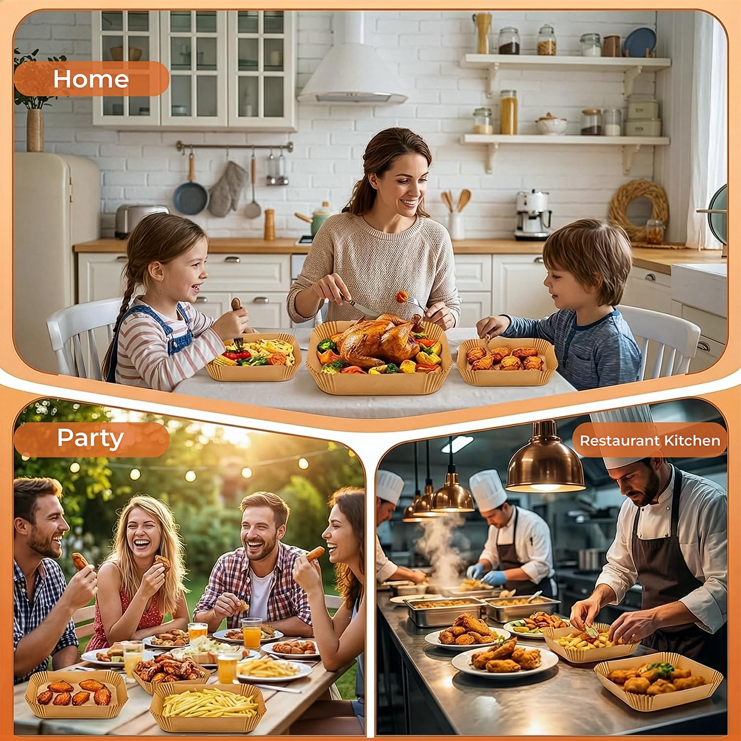 Roe Tenpo Air Fryer Liners, 100Pcs Disposable Baking Parchment Paper, Non-Stick & Greaseproof, Air Fryer Accessories for Ninj
