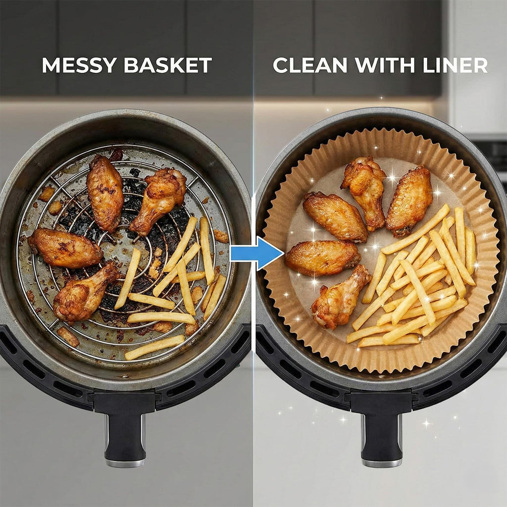 Roe Tenpo Air Fryer Liners, 100Pcs Disposable Baking Parchment Paper, Non-Stick & Greaseproof, Air Fryer Accessories for Ninj