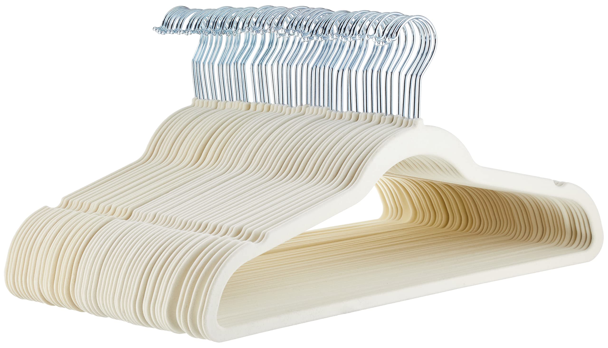 Amazon Basics Slim Velvet Non-Slip Suit Hangers - 30-Pack, Black/Silver - Size Name: Ivory / Colour Name: 50 Pack / Style Nam