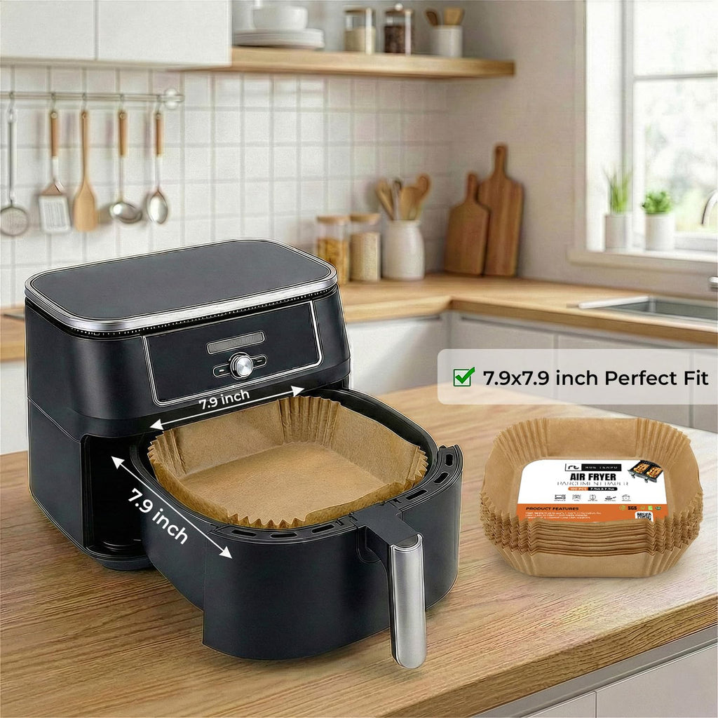Roe Tenpo Air Fryer Liners, 100Pcs Disposable Baking Parchment Paper, Non-Stick & Greaseproof, Air Fryer Accessories for Ninj