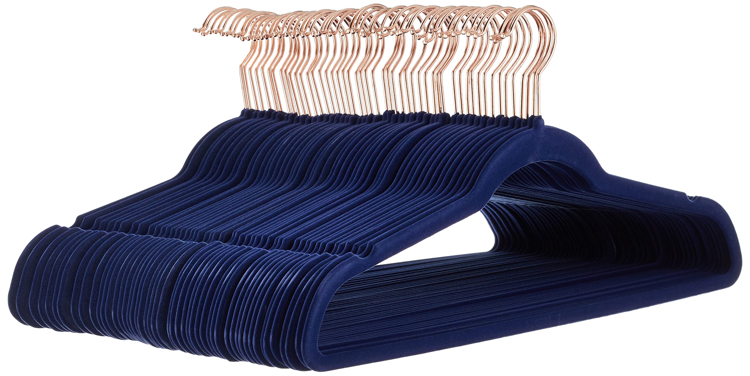Amazon Basics Slim Velvet Non-Slip Suit Hangers - 30-Pack, Black/Silver - Size Name: Navy Blue/Rose Gold / Colour Name: 50 Pa