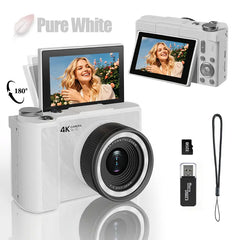 2026 Digital Camera for Photography, Foldable Screen Portable Vlogging Camera with 32GB SD Card, Wrist Strap, Self Timer, Smooth Video vlogging Camera, Ideal Gift for Girls, Boys Teenagers, and Beginners, Birthday Christmas Back to School Gift for Her