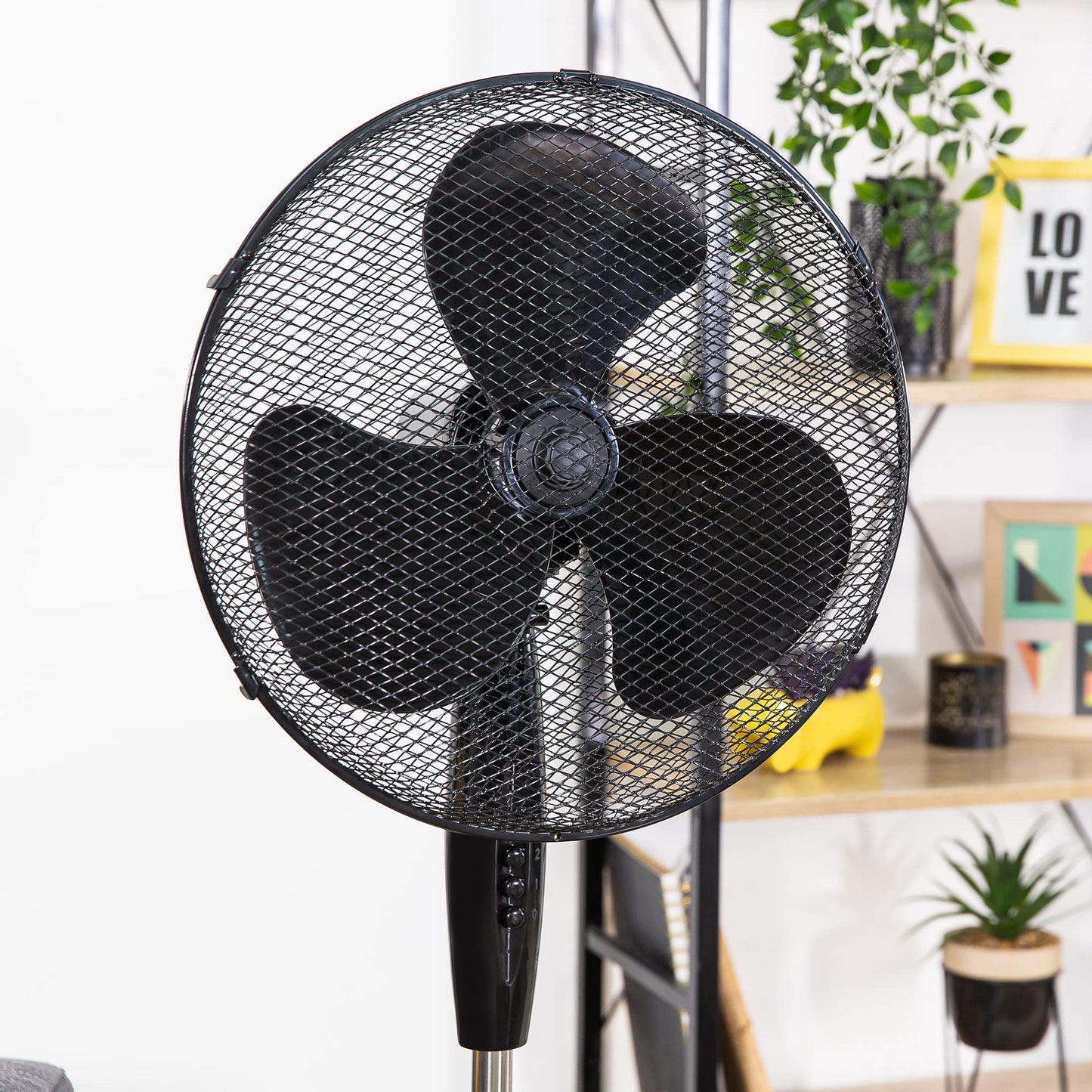 Zanussi 16" Inch, Lightweight, Pedestal Fan, 3 Speeds, Wide-Angled Oscillation, Powerful Airflow, Adjustable Height, Black - 