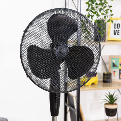 Zanussi 16" Inch, Lightweight, Pedestal Fan, 3 Speeds, Wide-Angled Oscillation, Powerful Airflow, Adjustable Height, Black - 