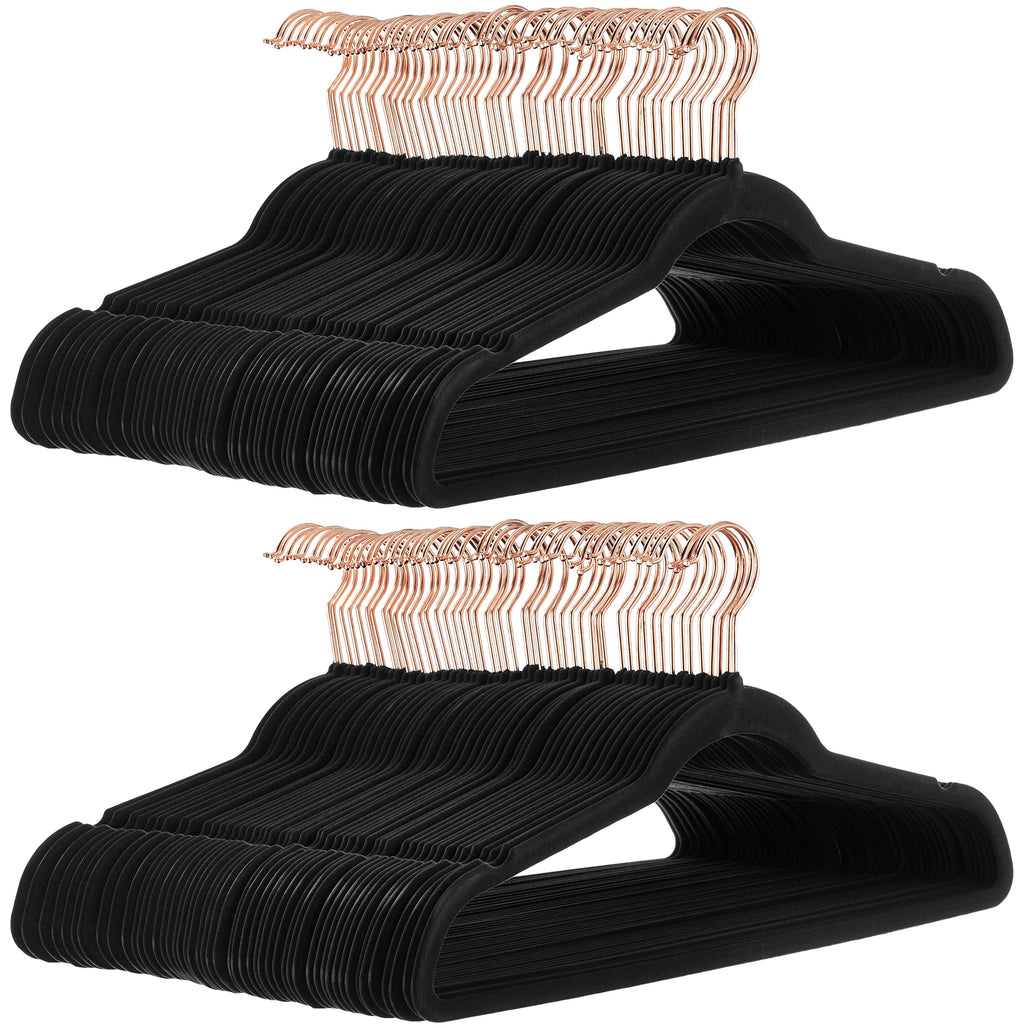 Amazon Basics Slim Velvet Non-Slip Suit Hangers - 30-Pack, Black/Silver