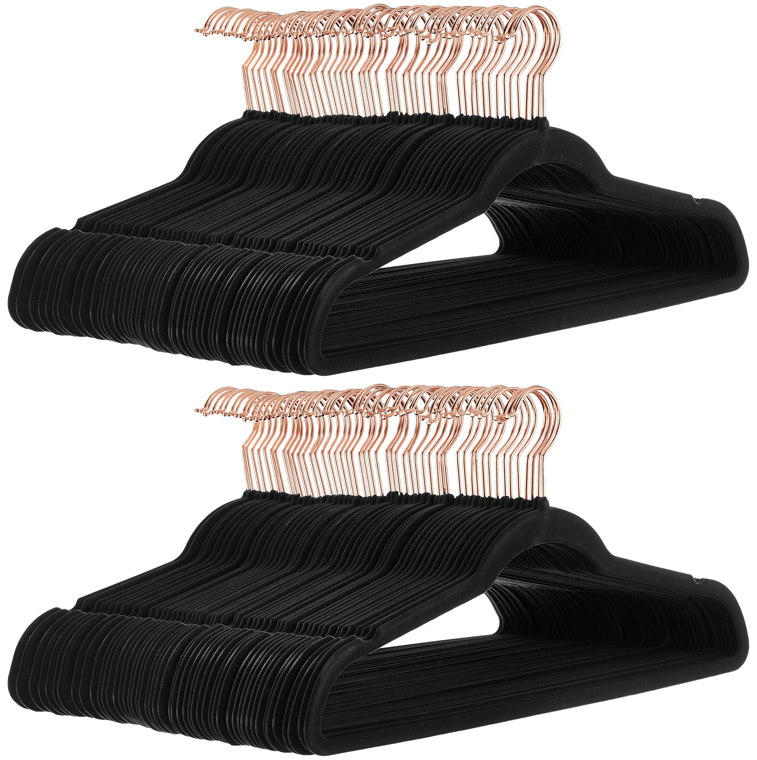 Amazon Basics Slim Velvet Non-Slip Suit Hangers - 30-Pack, Black/Silver