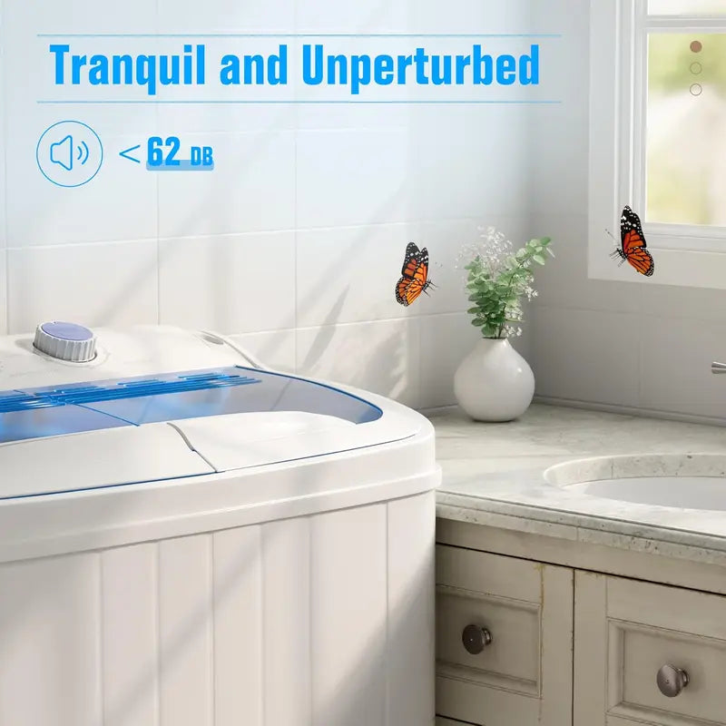Portable Washing Machine with Longer Hose, 16lbs Twin Tub Laundry Washer Machine with 9.6Lbs Washer and 5.4Lbs Spinner dryer, Semi-automatic Washer Combo for Dorms, Apartments, Blue#Summervibes