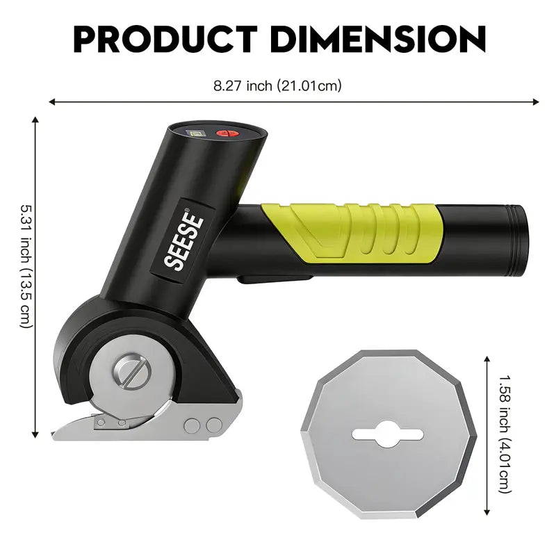 Rechargeable Cordless Electric Scissors, Electric Cardboard Box Cutter with 2 Safety Blades & Storage Pouch - Cuts Cardboard, Leather, Fabric, and Plastic